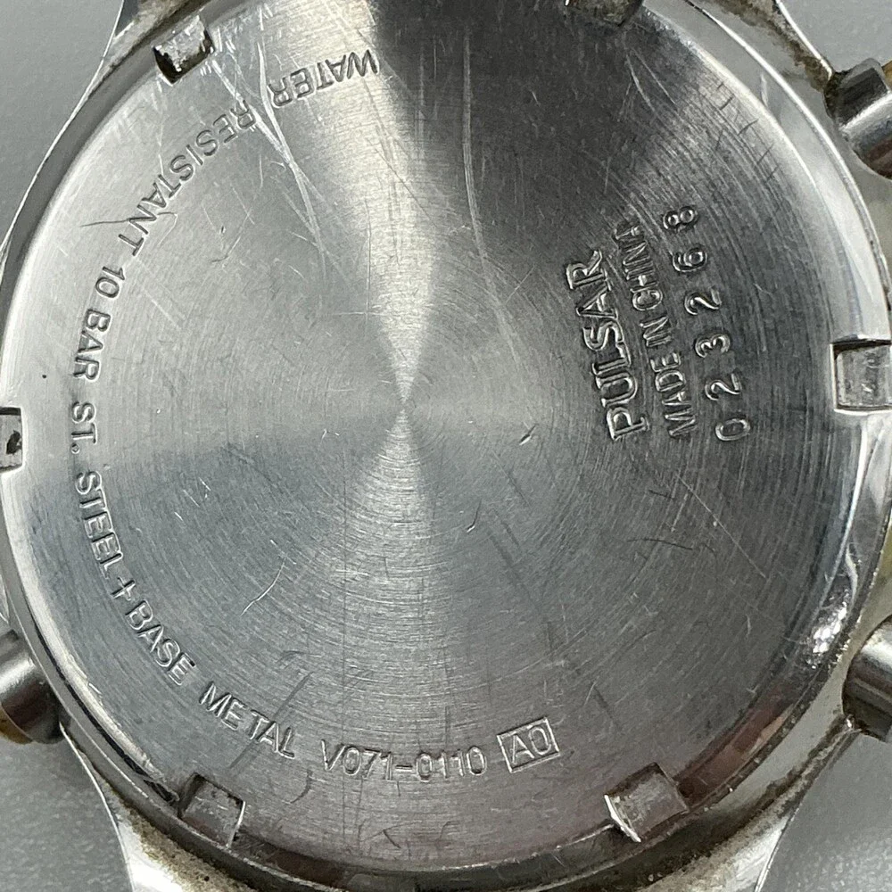 Pulsar V071-0110 Mens Watch 40mm Blue Dial Stainless Alarm Ana-Digi For Parts